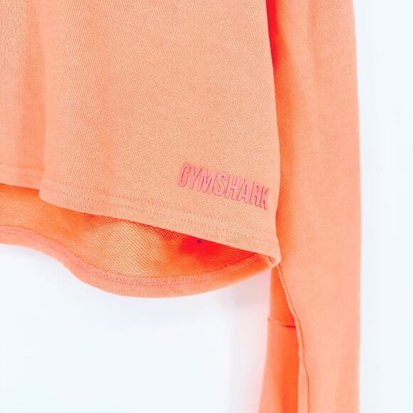 Gymshark Hoodie Peach Cropped Mesh Sweatshirt Womens Size Medium Pullover Active - Picture 2 of 7
